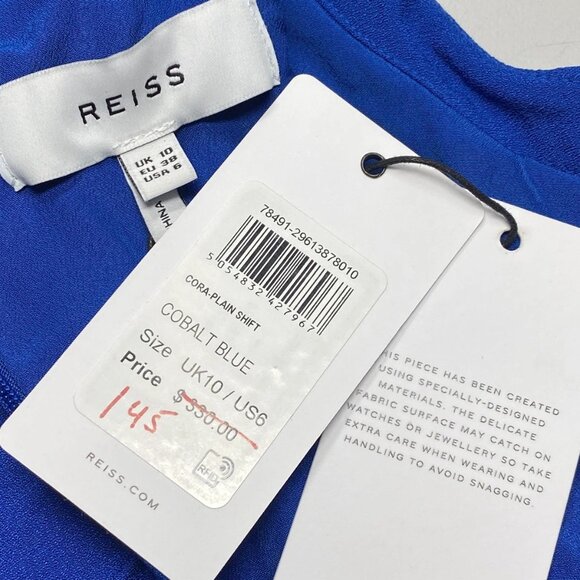 NEW REISS Women's Cora Flared Sleeve Mini Shift Dress Cobalt Blue Size 6 NWT - Picture 5 of 9